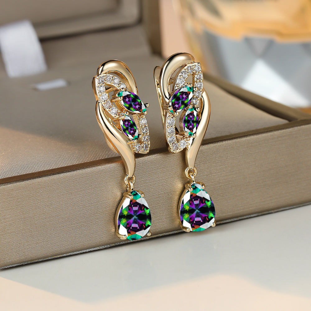 ANGOL Romantic Flower Dangle Earrings for Women - Stainless Steel