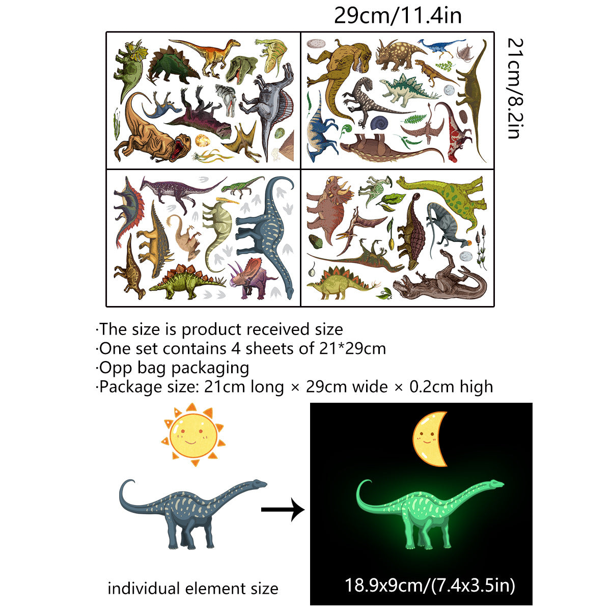 Glow In The Dark, Dinosaur Wall Stickers