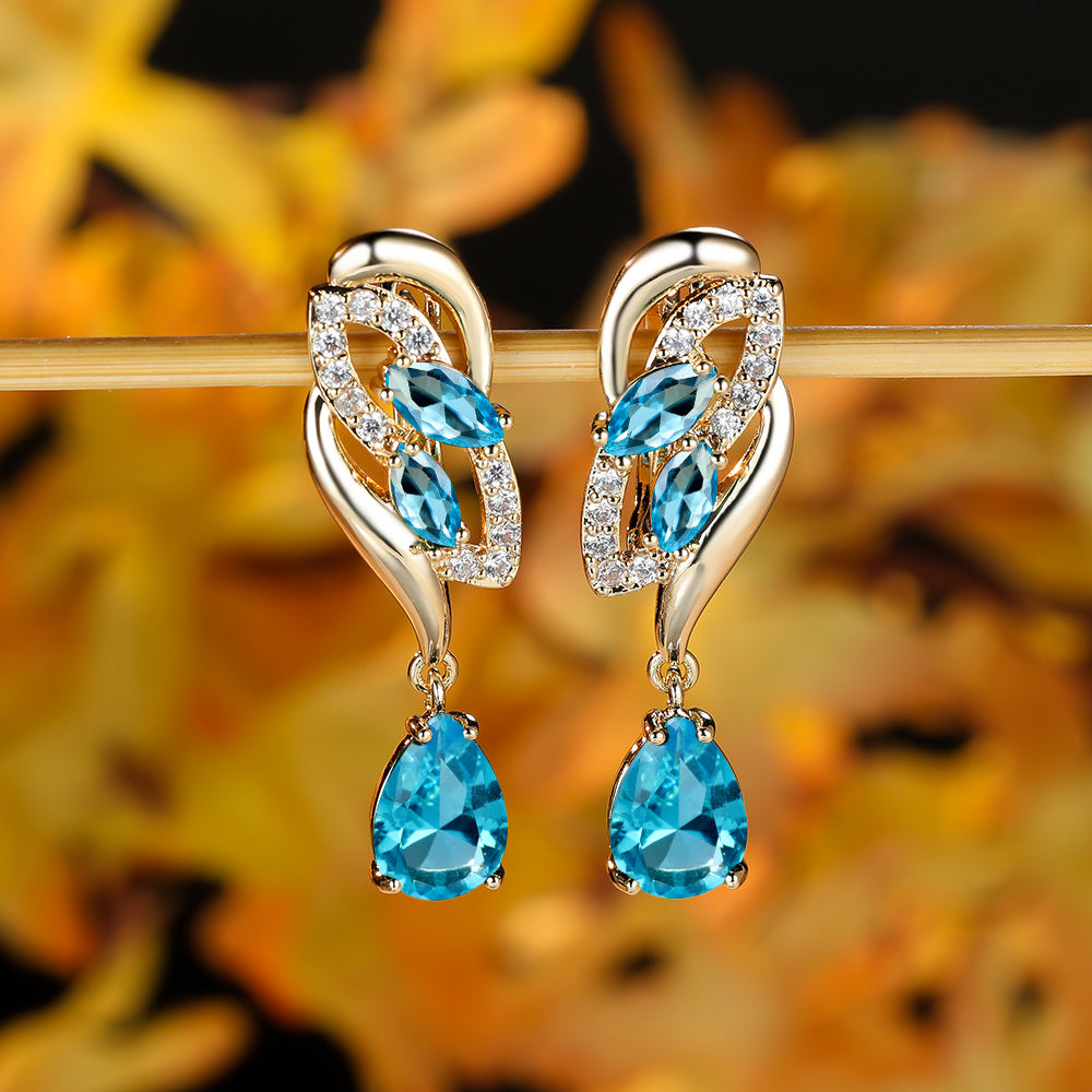 ANGOL Romantic Flower Dangle Earrings for Women - Stainless Steel