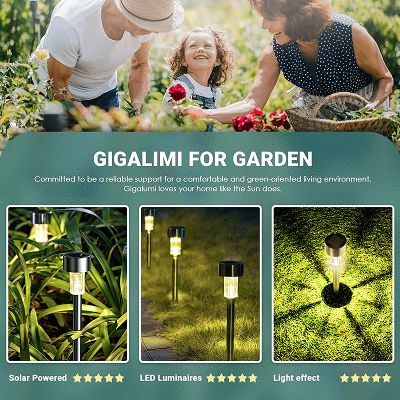 12 Pack Solar Outdoor Lights, Stainless Steel Solar Lights Outdoor Waterproof, LED Lights