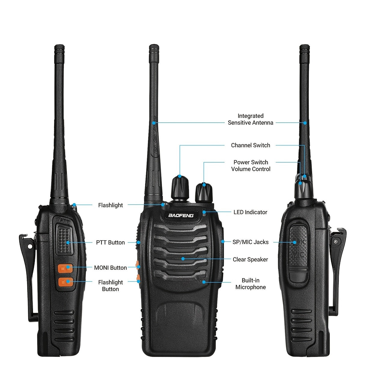 2pcs BAOFENG BF-888S 400-Amateur Radio Walkie Talkies, 2-Way Handheld Two-Way