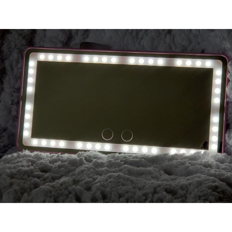 Car mounted makeup mirror, detachable with lights