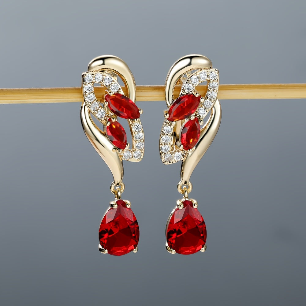 ANGOL Romantic Flower Dangle Earrings for Women - Stainless Steel