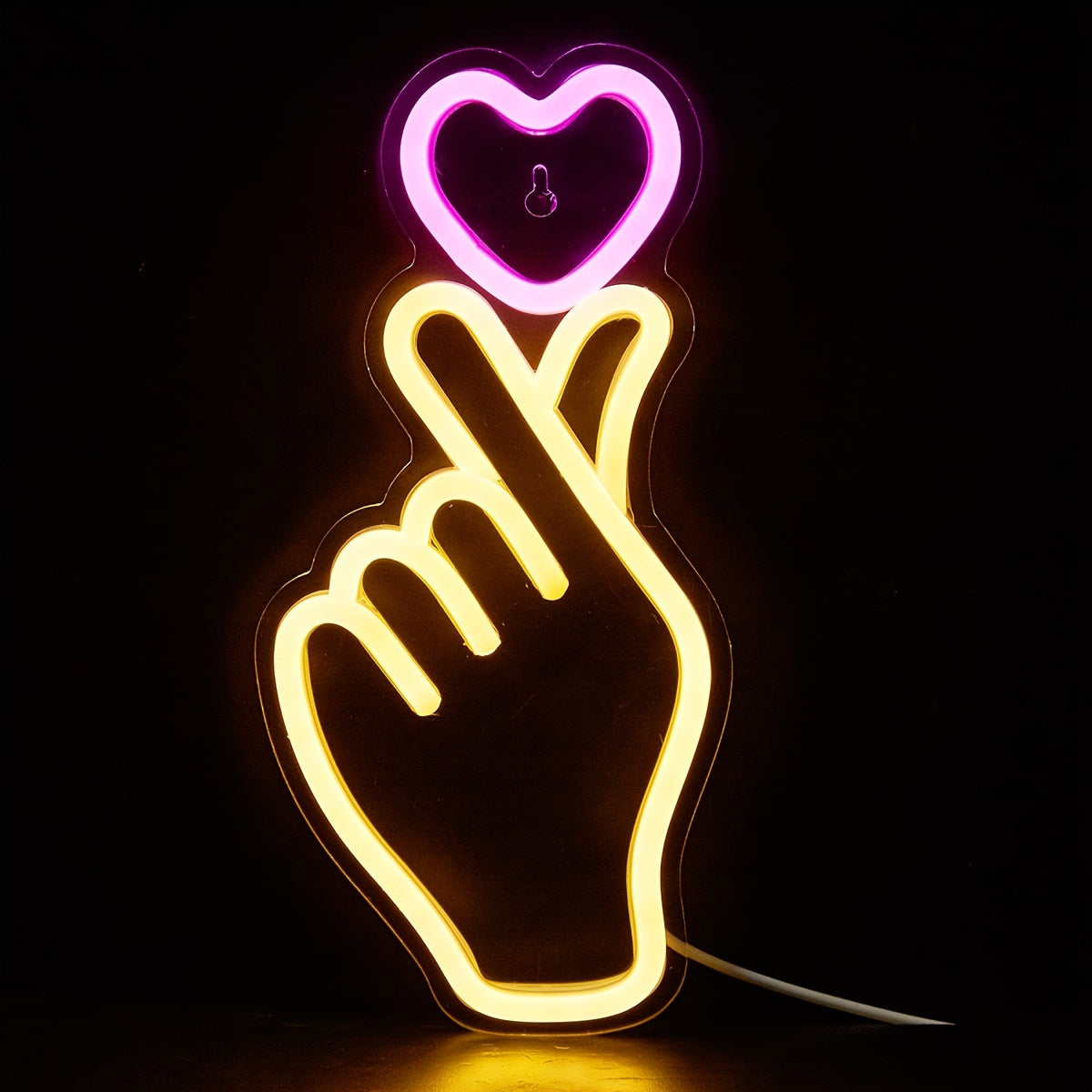 1pc LED Neon Sign Finger Heart Design