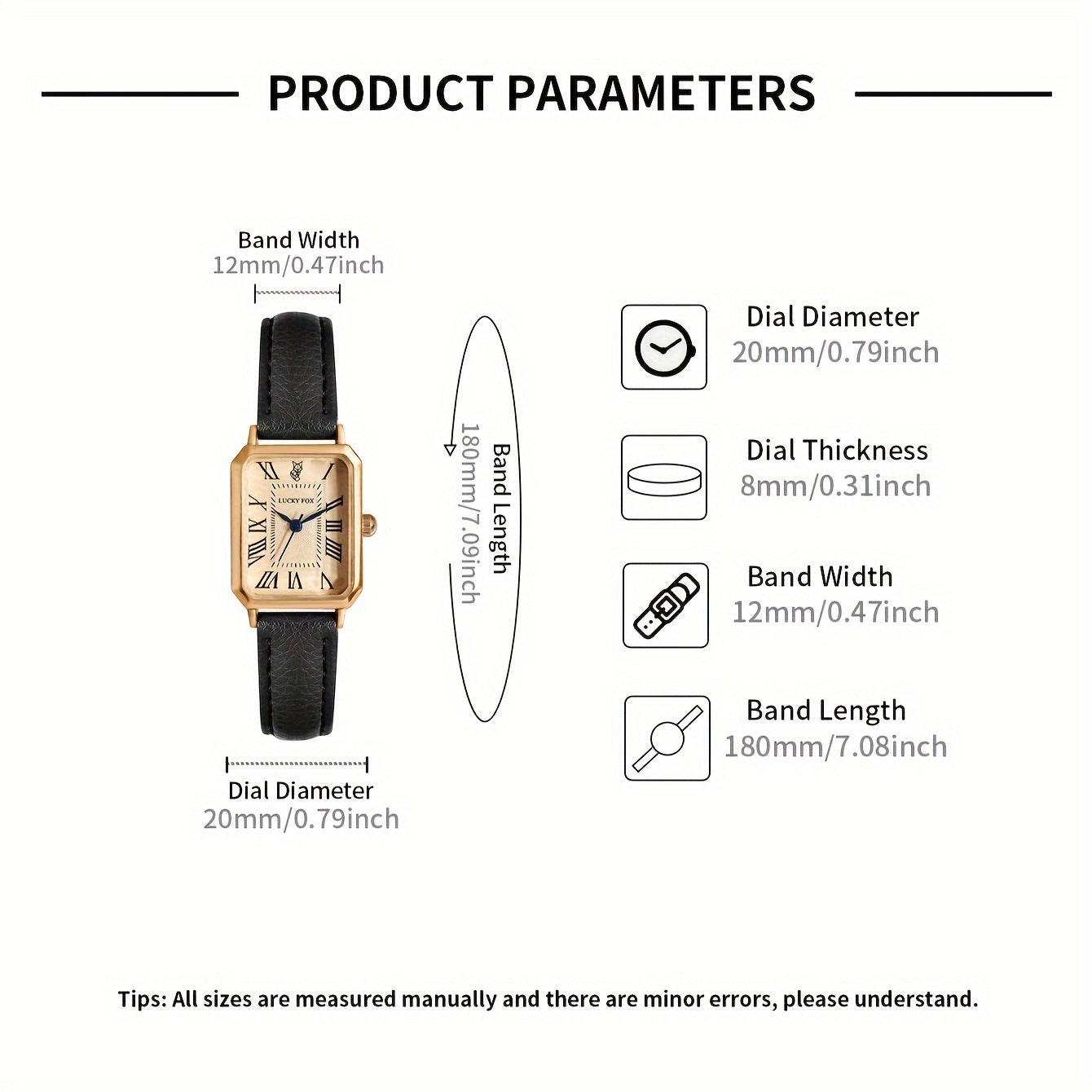 Ladies Square Roman Numeral Luxury Vintage Fashion Quartz Watch