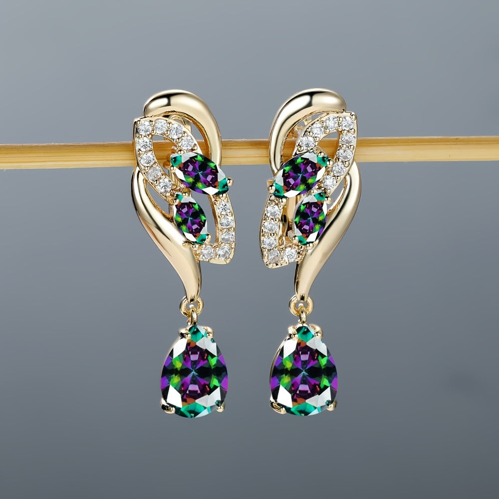 ANGOL Romantic Flower Dangle Earrings for Women - Stainless Steel