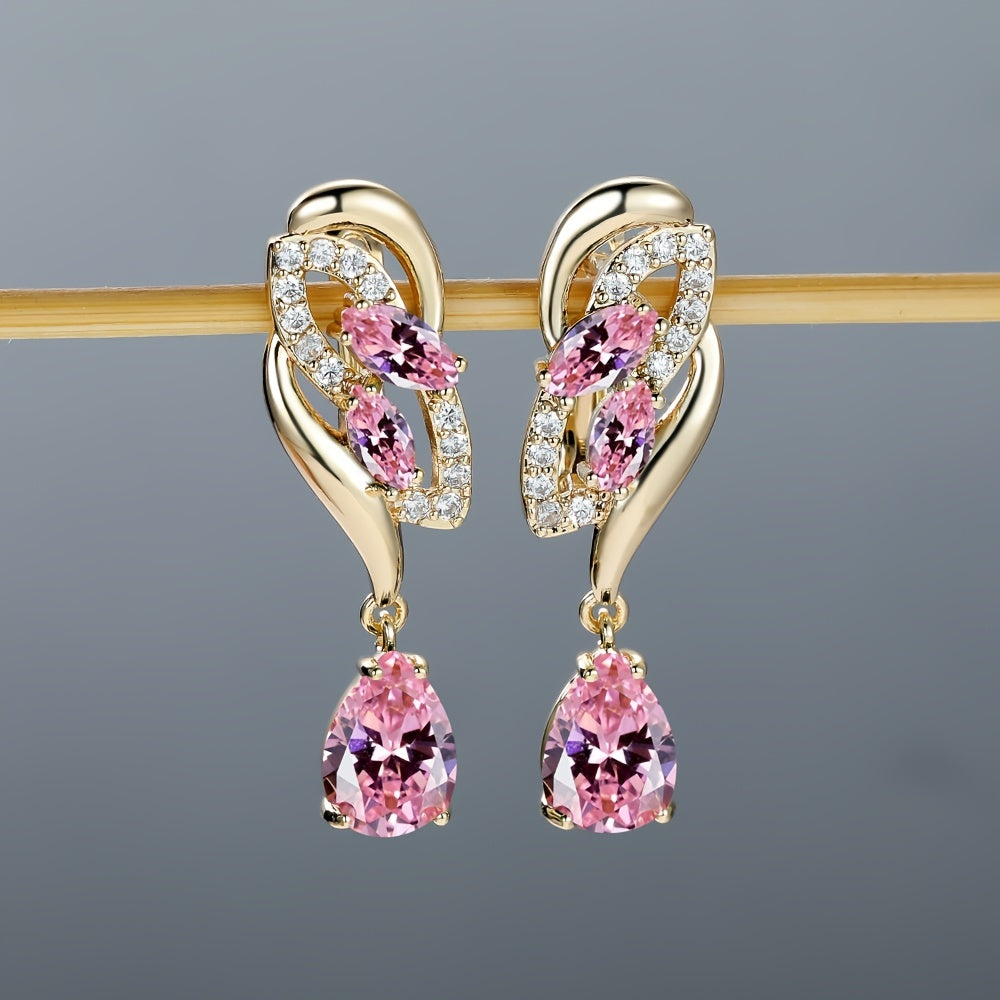 ANGOL Romantic Flower Dangle Earrings for Women - Stainless Steel