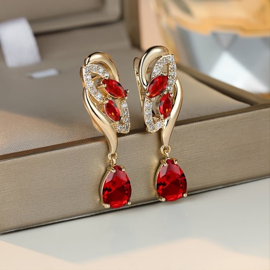 ANGOL Romantic Flower Dangle Earrings for Women - Stainless Steel