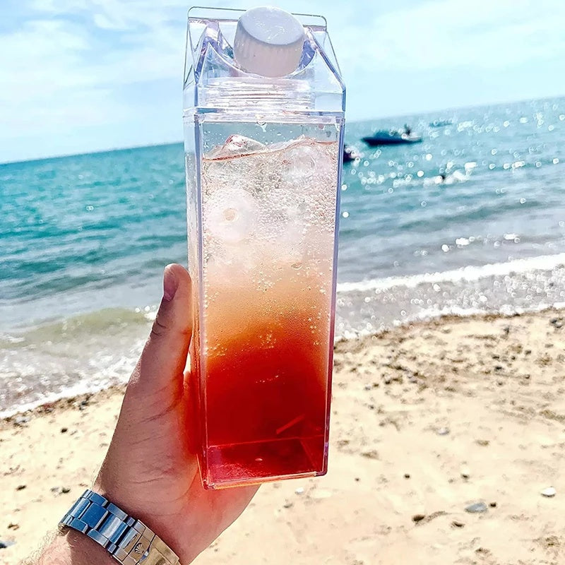 Durable, Leak-Proof Square Milk Carton Water Bottle