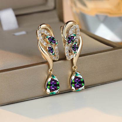 ANGOL Romantic Flower Dangle Earrings for Women - Stainless Steel