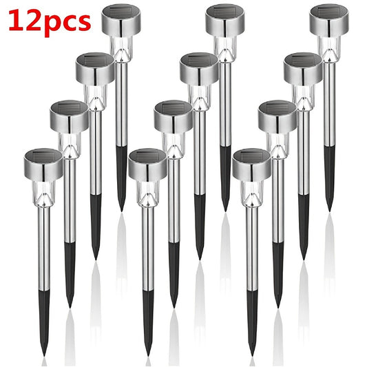 12 Pack Solar Outdoor Lights, Stainless Steel Solar Lights Outdoor Waterproof, LED Lights