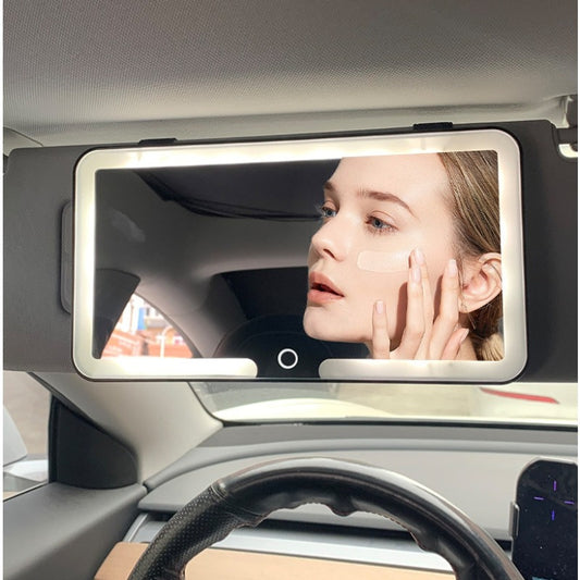 Car mounted makeup mirror, detachable with lights