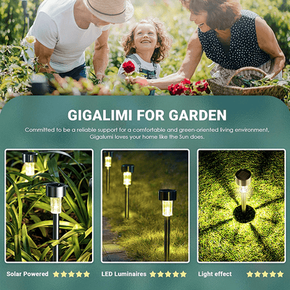 12 Pack Solar Outdoor Lights, Stainless Steel Solar Lights Outdoor Waterproof, LED Lights
