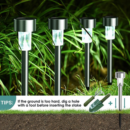 12 Pack Solar Outdoor Lights, Stainless Steel Solar Lights Outdoor Waterproof, LED Lights