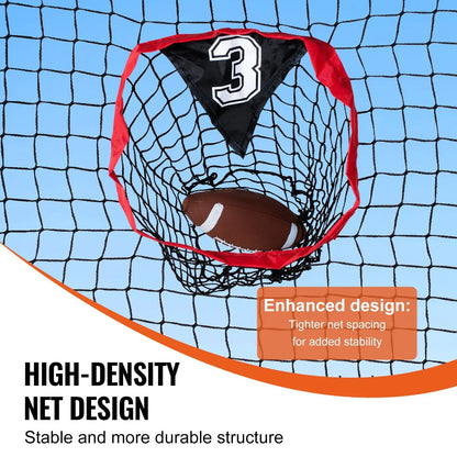 7 X 7 ft Red Football Trainer Throwing Net 5 Target Pockets Bow Frame Portable Carry Case Improves QB Accuracy Equipment
