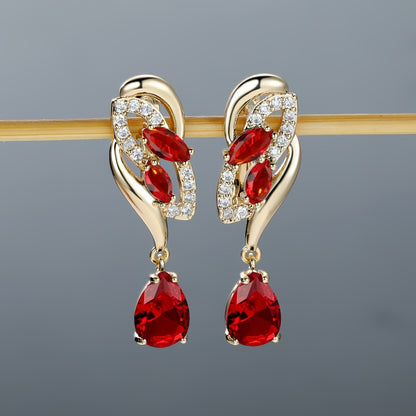 ANGOL Romantic Flower Dangle Earrings for Women - Stainless Steel