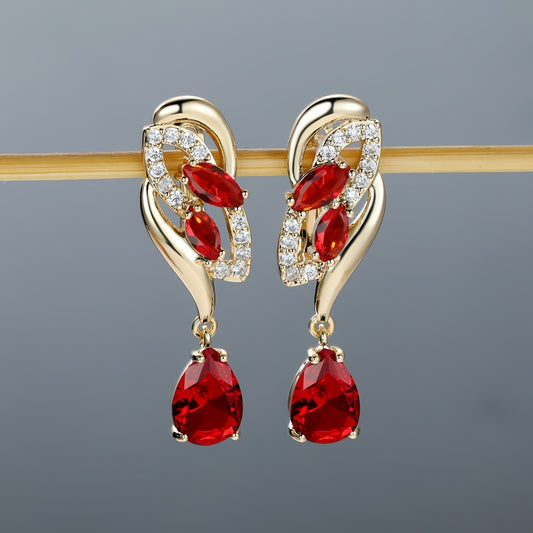 ANGOL Romantic Flower Dangle Earrings for Women - Stainless Steel