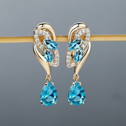 ANGOL Romantic Flower Dangle Earrings for Women - Stainless Steel