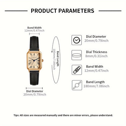 Ladies Square Roman Numeral Luxury Vintage Fashion Quartz Watch