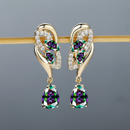 ANGOL Romantic Flower Dangle Earrings for Women - Stainless Steel