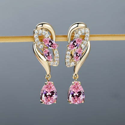 ANGOL Romantic Flower Dangle Earrings for Women - Stainless Steel